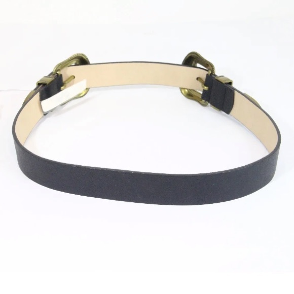Vince Camuto Double Buckle Belt New Women Medium Western style Black leather - Picture 3 of 4
